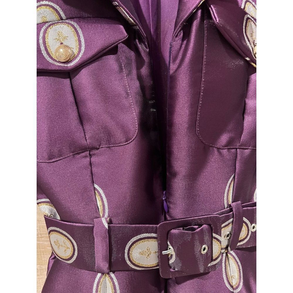 LISOU Jade Dark Purple Cameo Silk Jacquard Jumpsuit SIZE 6 - Picture 12 of 16